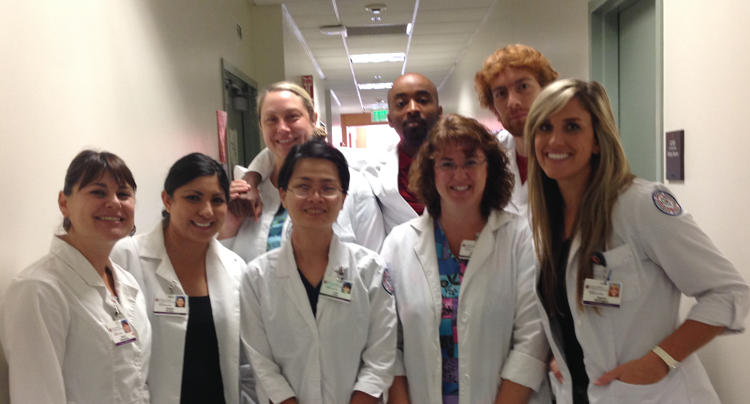 A group of nursing students in the hospital setting.